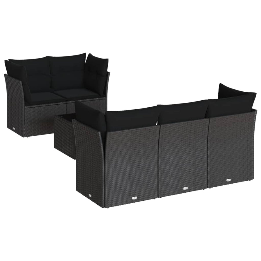 6-Delige Loungeset Met Kussens Poly Rattan Zwart