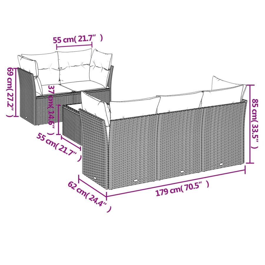 6-Delige Loungeset Met Kussens Poly Rattan Zwart