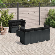 Loungeset 6-delig poly rattan zwart