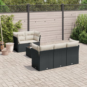 Loungeset 6-delig poly rattan zwart