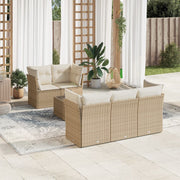Loungeset 6-delig poly rattan beige