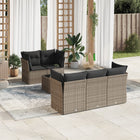 6-piece Lounge Set with Cushions Poly Rattan Grey