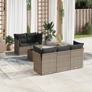 Loungeset poly rattan grijs 6-delig