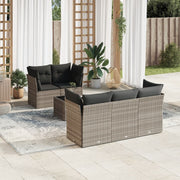 Loungeset 6-delig poly rattan lichtgrijs