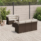 6-piece Lounge Set with Cushions Poly Rattan Brown