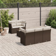 Loungeset 6-delig poly rattan bruin
