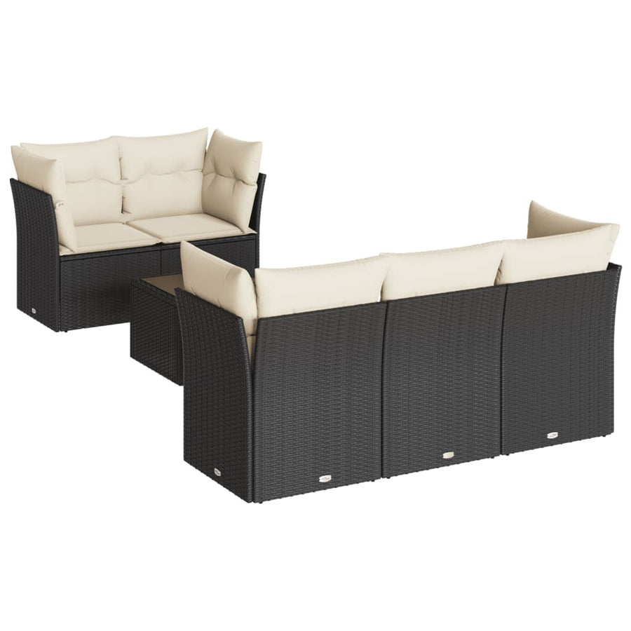 7-Delige Loungeset Met Kussens Poly Rattan Zwart