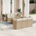 7-Delige Loungeset Met Kussens Poly Rattan Beige