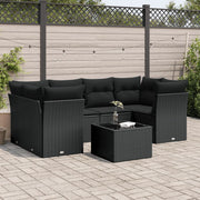 Loungeset 7-delig poly rattan zwart