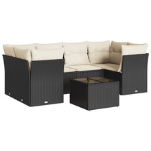 7-Delige Loungeset Met Kussens Poly Rattan Zwart