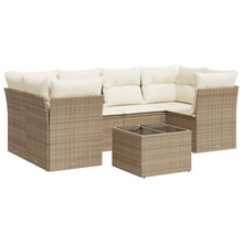 7-Delige Loungeset Met Kussens Poly Rattan Beige