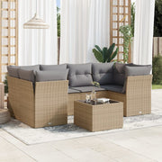 Loungeset 7-delig poly rattan beige