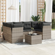 Loungeset 7-delig poly rattan lichtgrijs