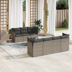 8-piece Lounge Set with Cushions Poly Rattan Grey