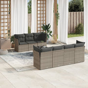 Loungeset 8-delig poly rattan grijs