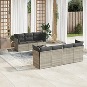Loungeset 8-delig poly rattan lichtgrijs