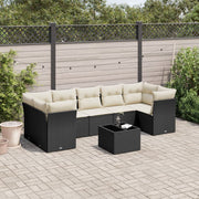 Loungeset 8-delig poly rattan zwart