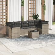 Loungeset 8-delig poly rattan lichtgrijs