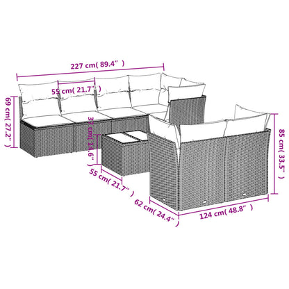 8-Delige Loungeset Met Kussens Poly Rattan Beige