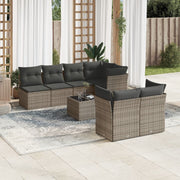 8-piece Lounge Set with Cushions Poly Rattan Grey