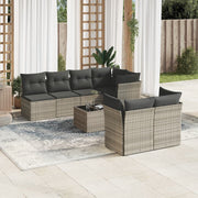 8-piece Lounge Set with Cushions Poly Rattan Light Grey