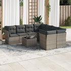 9-Delige Loungeset Met Kussens Poly Rattan Grijs