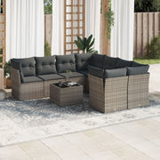 Loungeset 9-delig poly rattan grijs