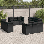 Loungeset 12-delig poly rattan zwart