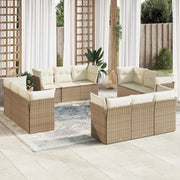Loungeset 12-delig poly rattan beige