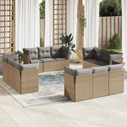 Loungeset poly rattan 12-delig beige