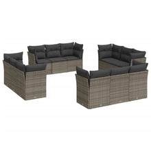 12-delige Loungeset met kussens poly rattan grijs Grijs Zonder tafel