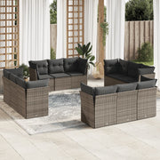 Loungeset 12-delig poly rattan grijs
