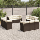Loungeset poly rattan bruin 12-delig met kussens