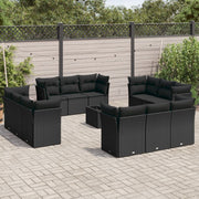 Loungeset 13-delig poly rattan zwart