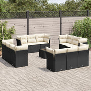 Loungeset 13-delig poly rattan zwart