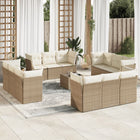 13-delige Loungeset met kussens poly rattan beige