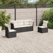 Loungeset poly rattan 5-delig zwart