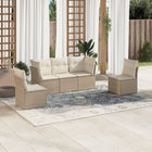 5-Delige Loungeset Met Kussens Poly Rattan Beige