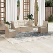 Loungeset 5-delig poly rattan beige