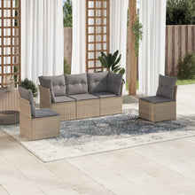 5-Delige Loungeset Met Kussens Poly Rattan Beige