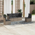 5-piece Lounge Set with cushions poly rattan grey