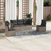 Loungeset poly rattan grijs 5-delig