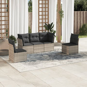 Loungeset 5-delig poly rattan lichtgrijs