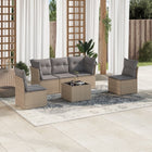 6-piece Lounge Set with cushions poly rattan beige