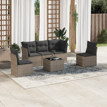 6-Delige Loungeset Met Kussens Poly Rattan Grijs