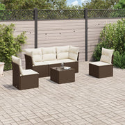 Loungeset 6-delig poly rattan bruin