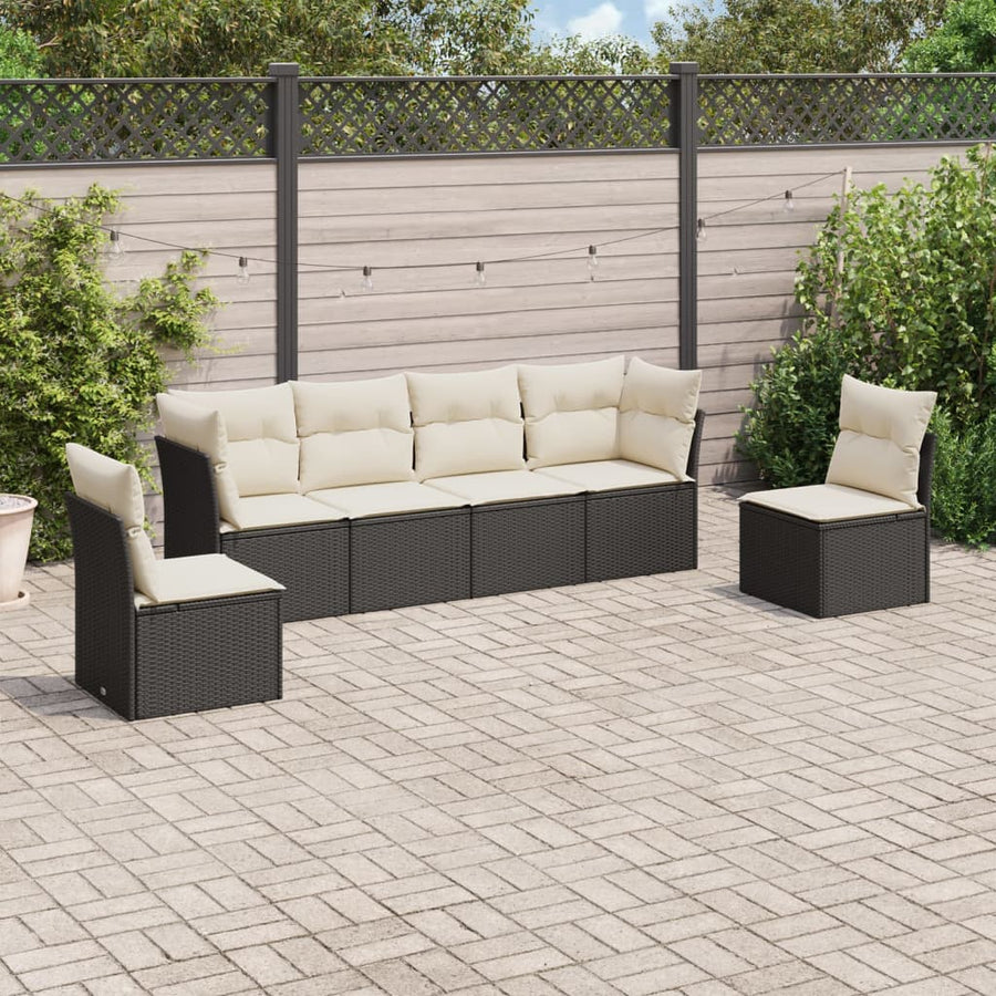 10-Delige Loungeset Met Kussens Poly Rattan Beige Blauw