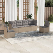 Loungeset 6-delig poly rattan beige