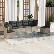 Loungeset 6-delig poly rattan lichtgrijs