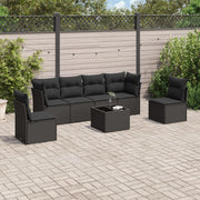 Loungeset 7-delig poly rattan zwart